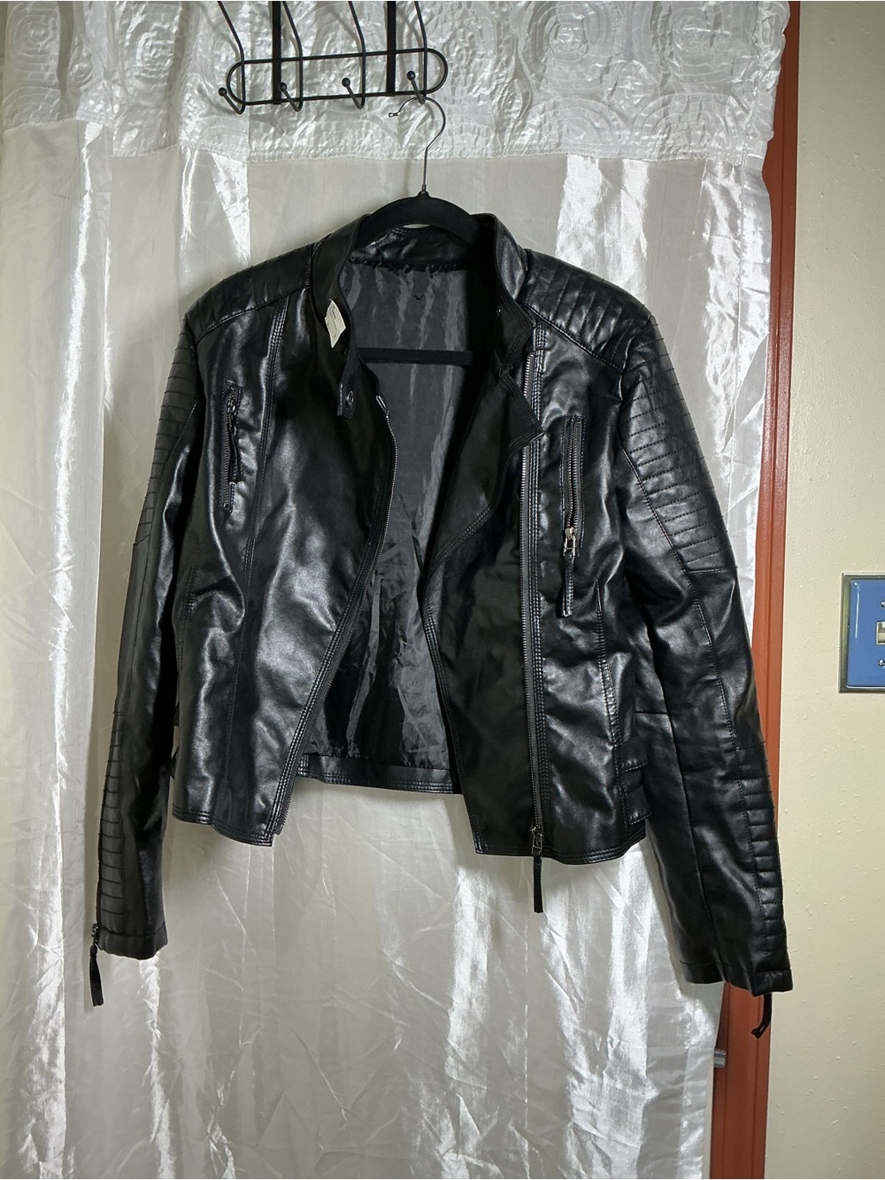 Black Quilted Faux Leather Bomber Jacket - Women